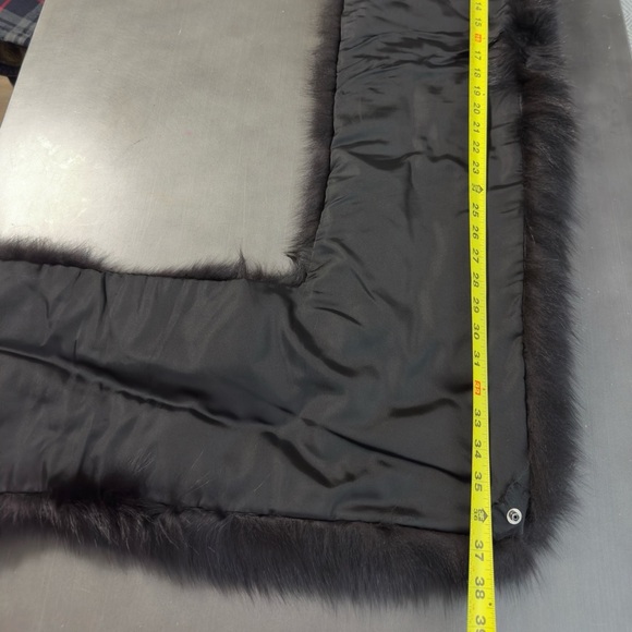 Vintage Black Mink Arctic Fox Fur Shawl Oversized Gold Trim Adjustable‎ Stole - Picture 14 of 16